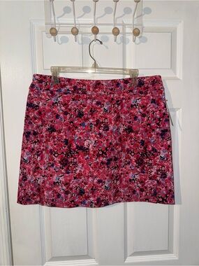 Pink Floral Print Golf Mini Skort - Feminine A-Line Style preppy